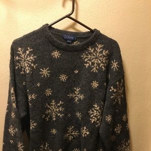 Gray snowflake J.Crew sweater - M
